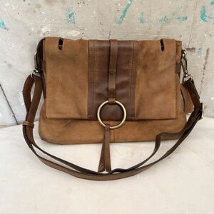 Nino Bossi Genuine Leather Brown Crossbody Saddle Bag Purse